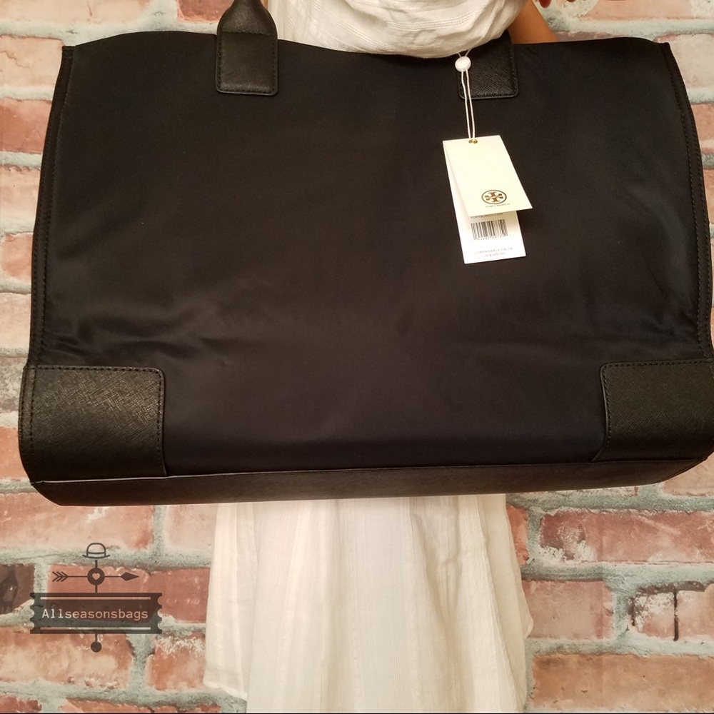 Tory Burch ella nylon tote black BAG LARGE new - Picture 6 of 10